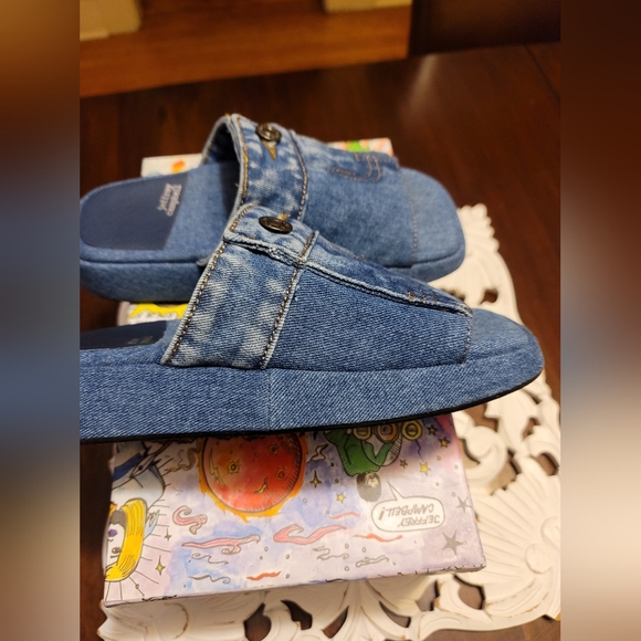 Jeffery Campbell Blue Sky Denim Slide Sandal Size 8.5 - Picture 3 of 13
